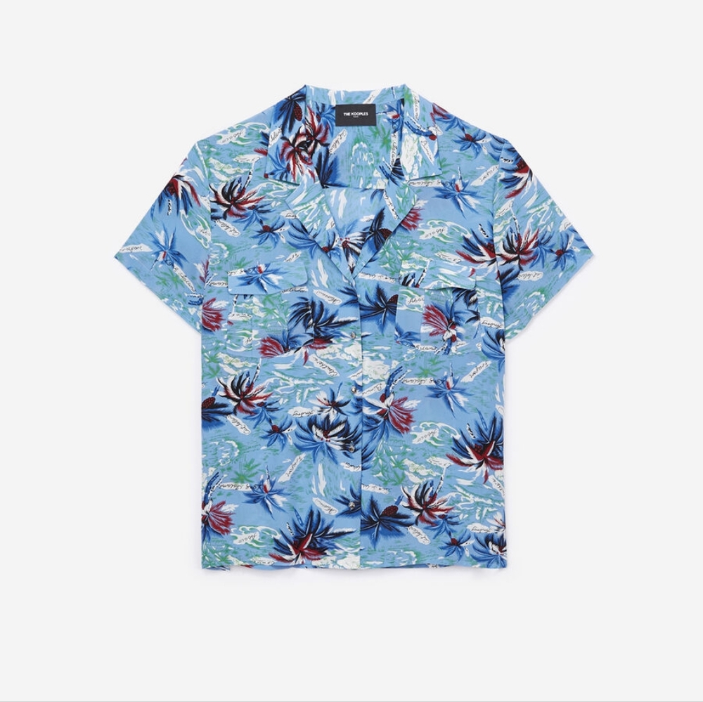 The Kooples Blue Silk Hawaiian Shirt S